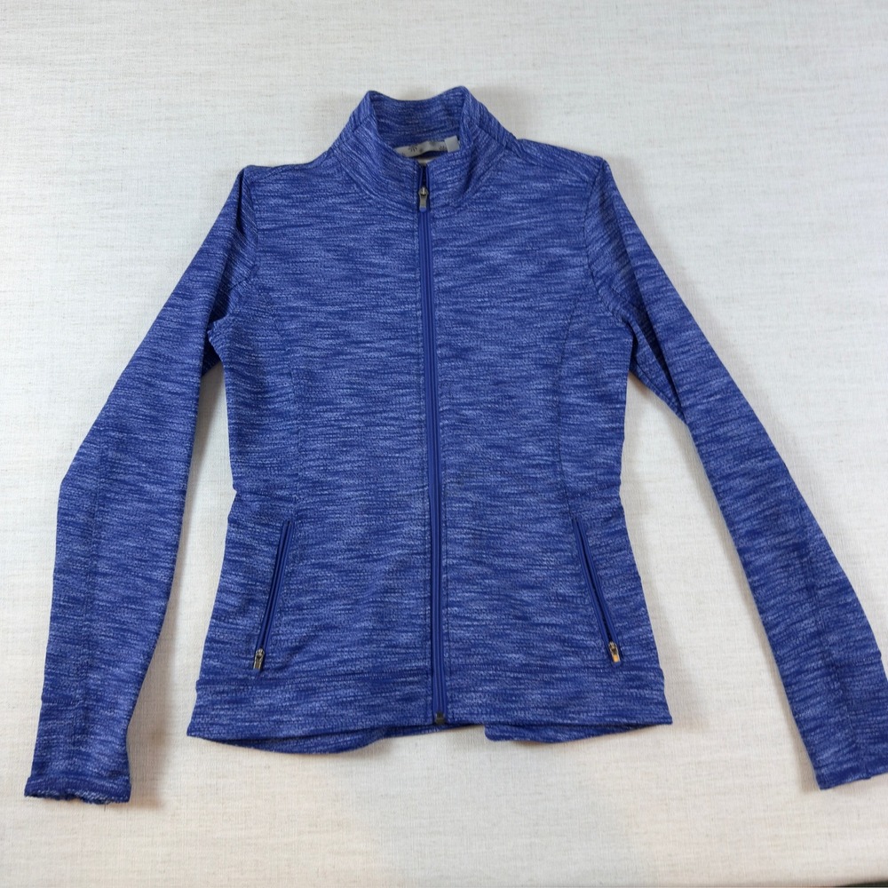Athleta Womens Blue Space Dye Full Zip Mock Neck Activewear Jacket Size S